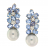 Earrings in 18 K white gold Sapphires  diamonds  and pearl