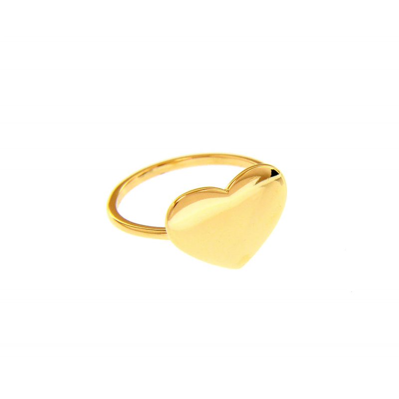 Anello cuore piastra oro 18 K