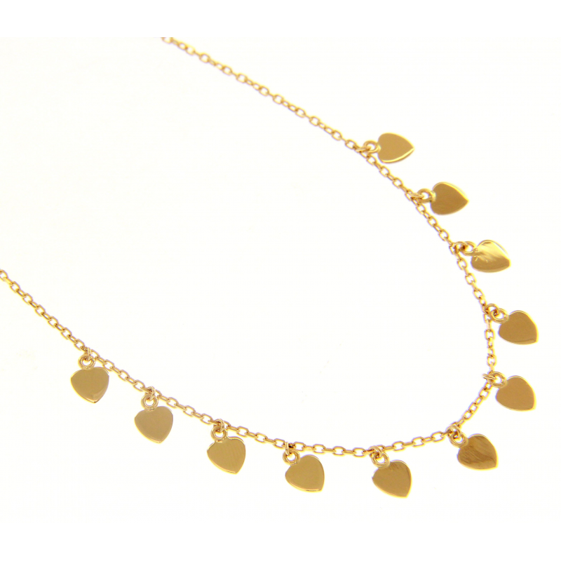 Girocollo con ciondoli cuore oro 18 K