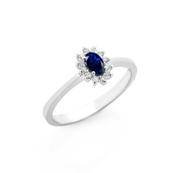 Anello Zaffiro e diamanti oro 18 K