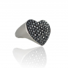 Anello  cuore diamanti neri