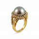 Ring with Tahiti Pearl mounted in Rose Gold and diamonds.