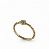 Anello in oro giallo con pavè tondo di diamanti