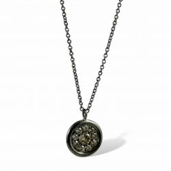 Pendente luna in oro brunito e diamanti brown