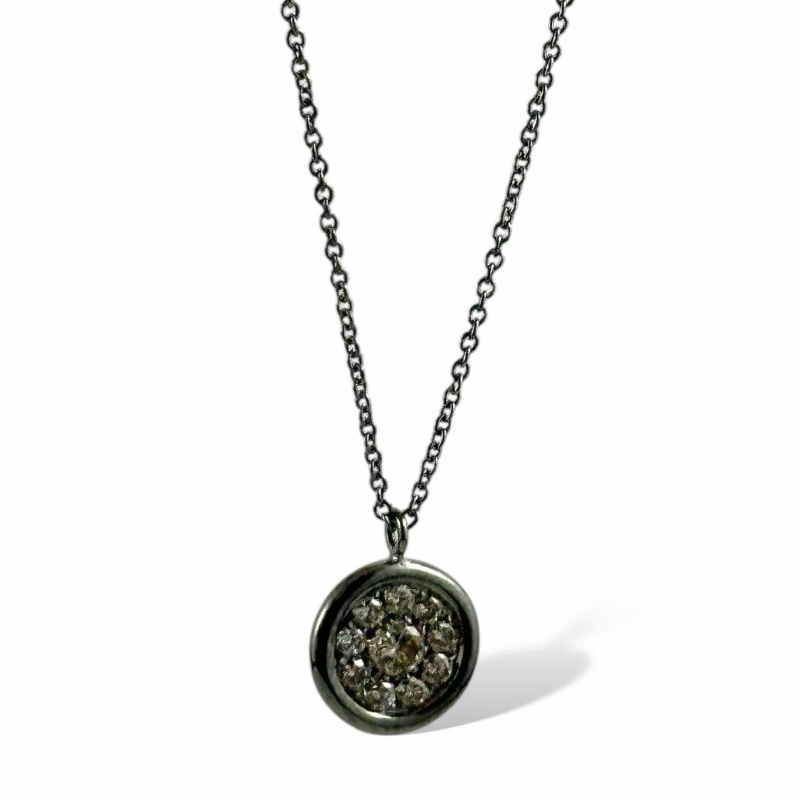 Pendente luna in oro rosa e diamanti brown