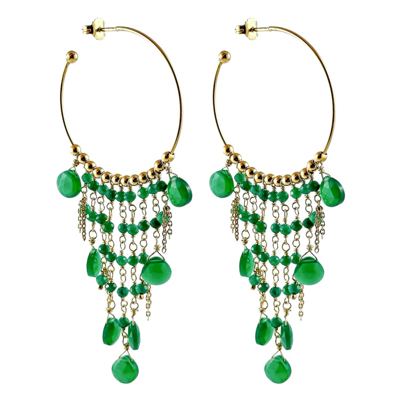 Orecchini Ishwara Jewels in argento e agata verde