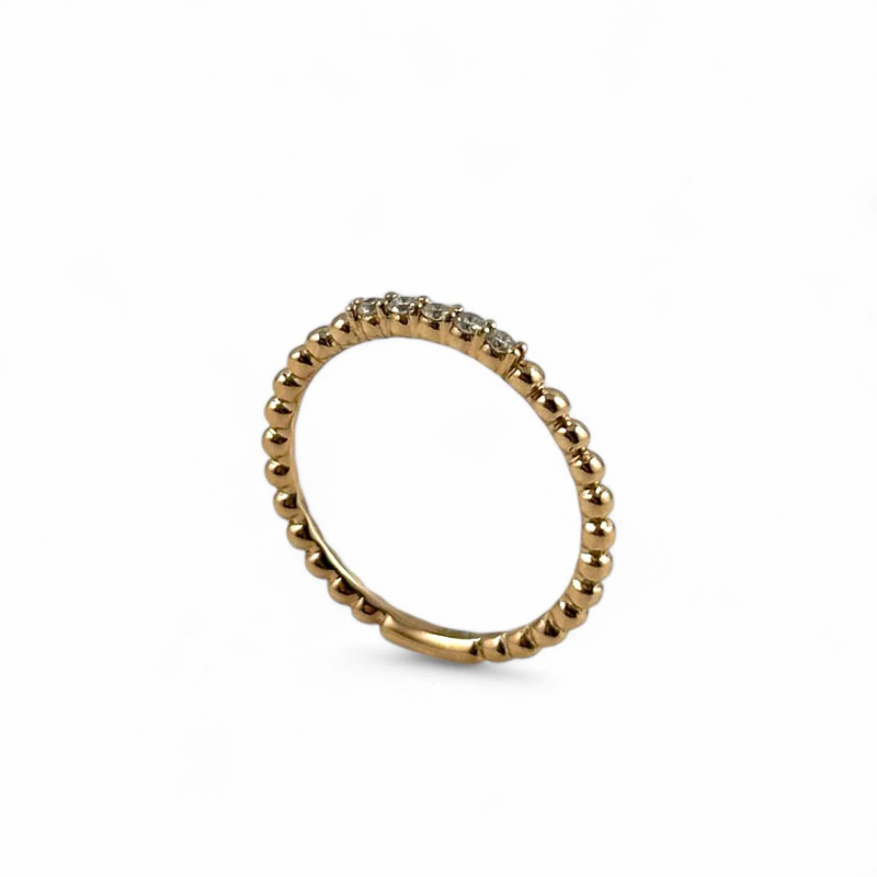Anello veretta in oro rosa con cinque pietre