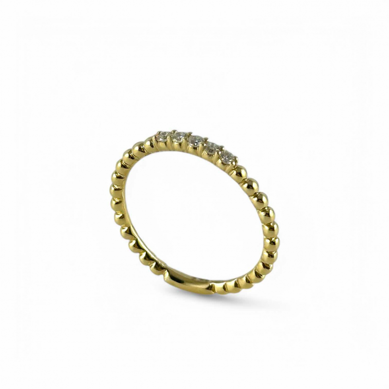 Anello veretta in oro rosa con cinque pietre