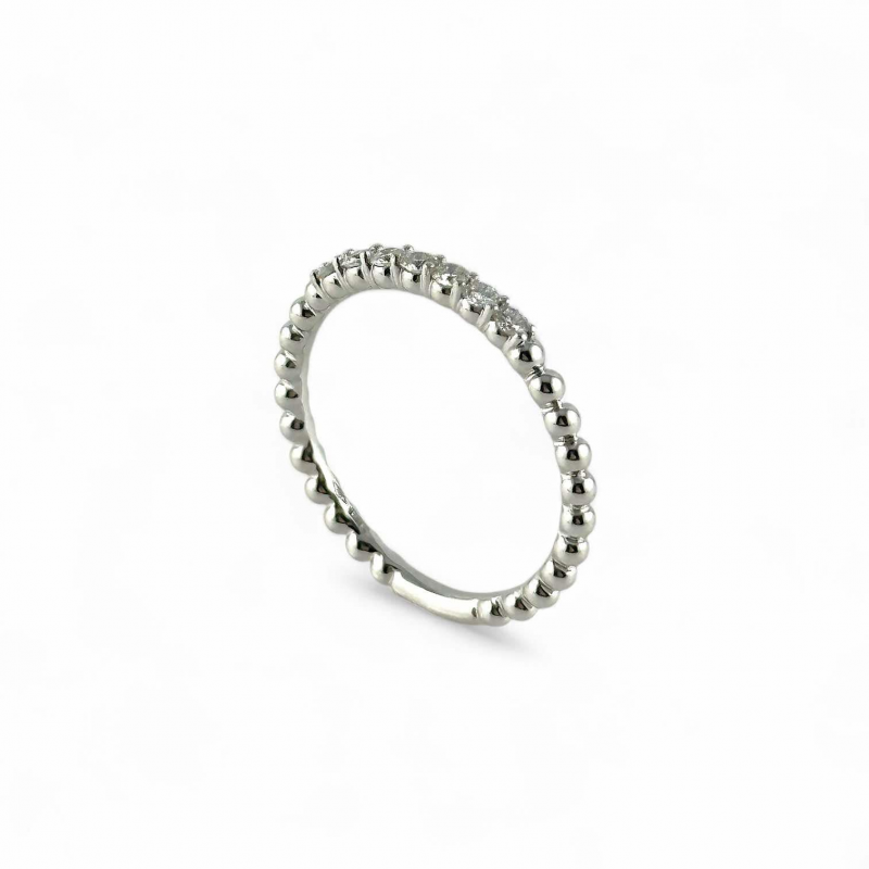 Anello veretta in oro rosa con cinque pietre