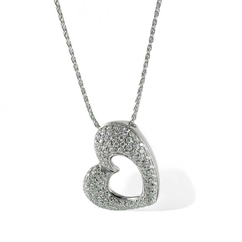 Collana donna cuore stilizzato in oro e diamanti