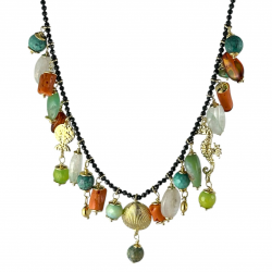Collana fantasia in argento e pietre naturali