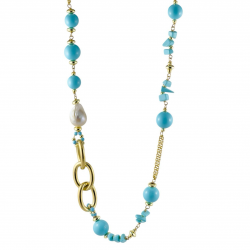 Collana in argento con perle e turchese