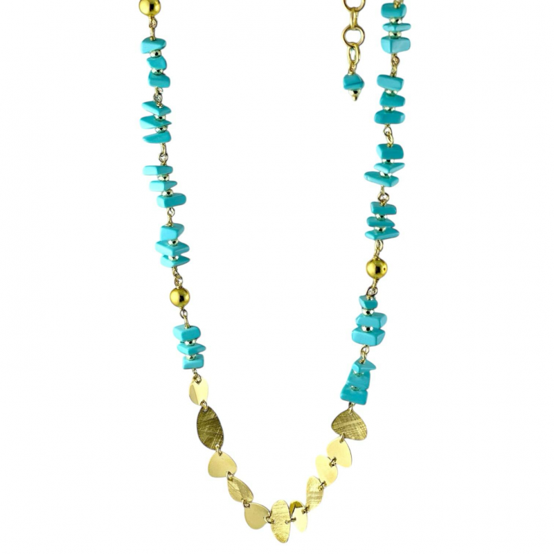 Collana in argento dorato con turchese