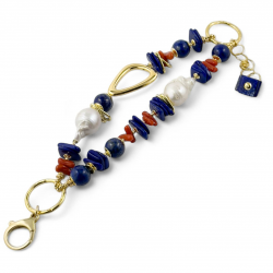 Bracciale donna in argento dorato con perle e pietre naturali