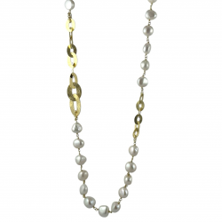Collana donna in argento dorato e perle