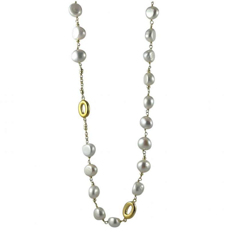 Collana donna in argento dorato e perle