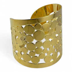 Bracciale rigido forato in ottone dorato