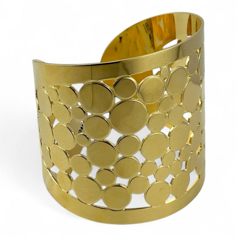 Bracciale rigido forato in ottone dorato