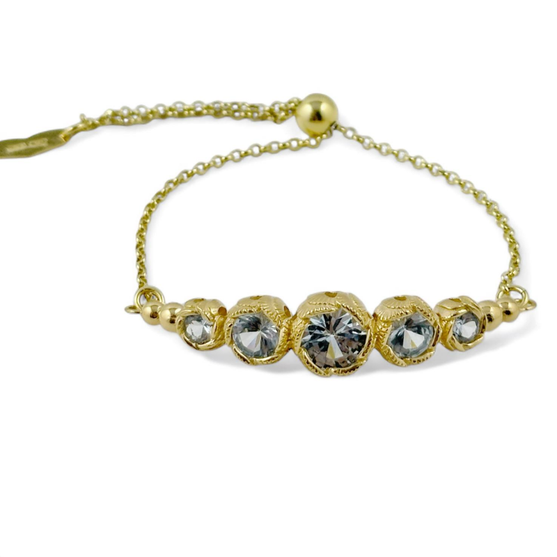 Bracciale trilogy in argento dorato e cubic zirconia