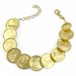 Bracciale in argento dorato con monete satinate