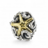 Anello in argento con stella marina in bronzo dorato