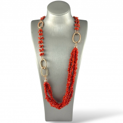 Collana donna in argento rosa con corallo