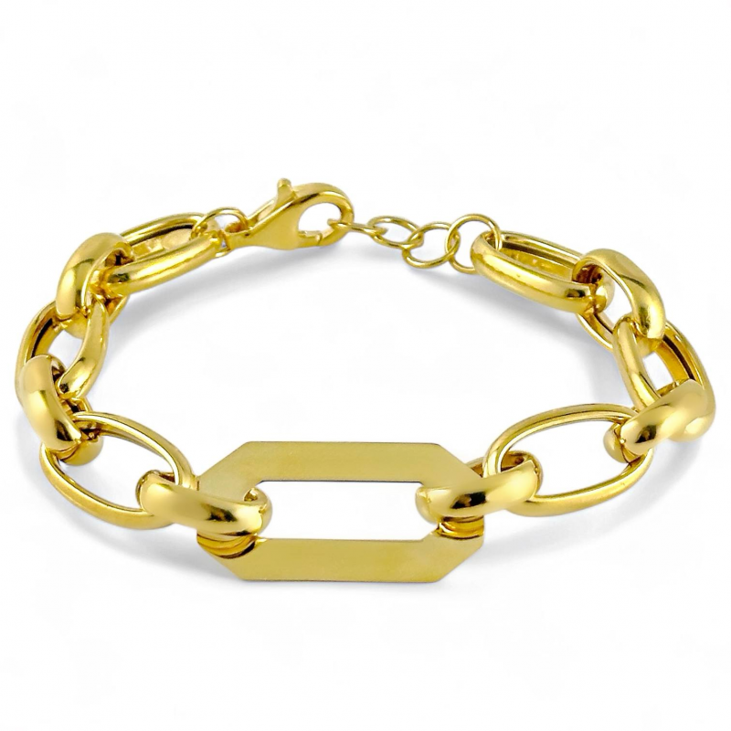 Bracciale donna con maglia piatta in argento dorato