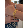 Bracciale donna con maglia piatta in argento dorato