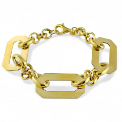 Bracciale donna con maglie piatte in argento dorato