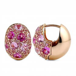 Orecchini donna boule in argento rosa con cubic zirconia viola