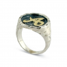 Anello sigillo in argento con lettera A in bronzo dorato