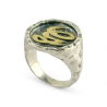 Anello sigillo in argento con lettera G in bronzo dorato