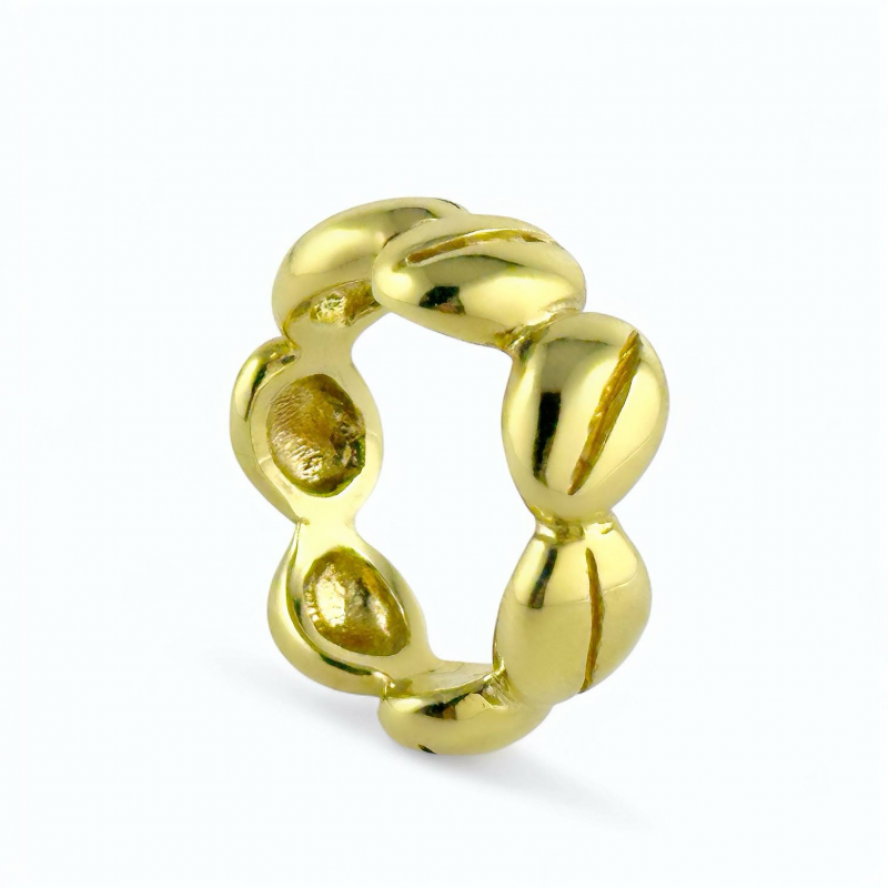Anello Partenope chicchi di caffè in argento dorato