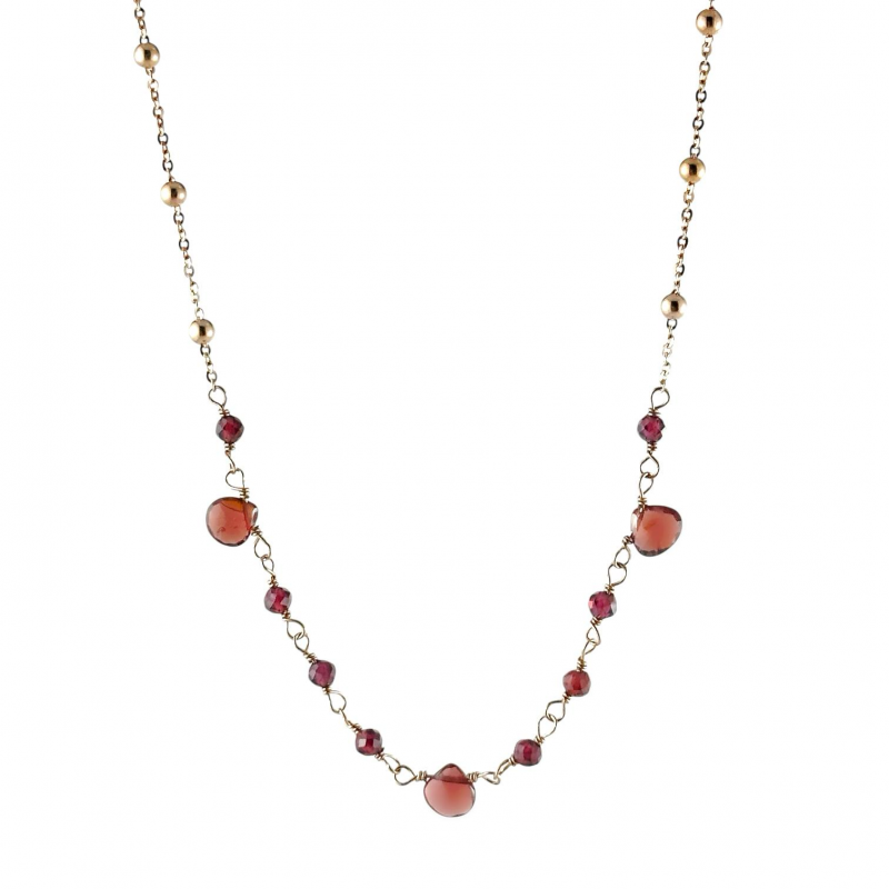Girocollo donna in argento rosa con granato naturale