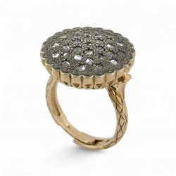 Anello donna retrò con toppa e zirconi