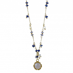 Collana donna Ishwara in argento dorato con zaffiri blu