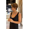 Girocollo donna chain con maglie ovali in argento e centrale di zirconi