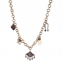 Collana in argento rosa con charms pendenti