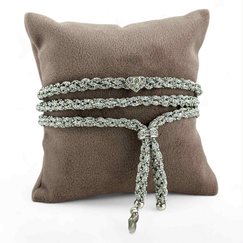 Bracciale che diventa collana in seta colorata e argento - Patrizia Farinola