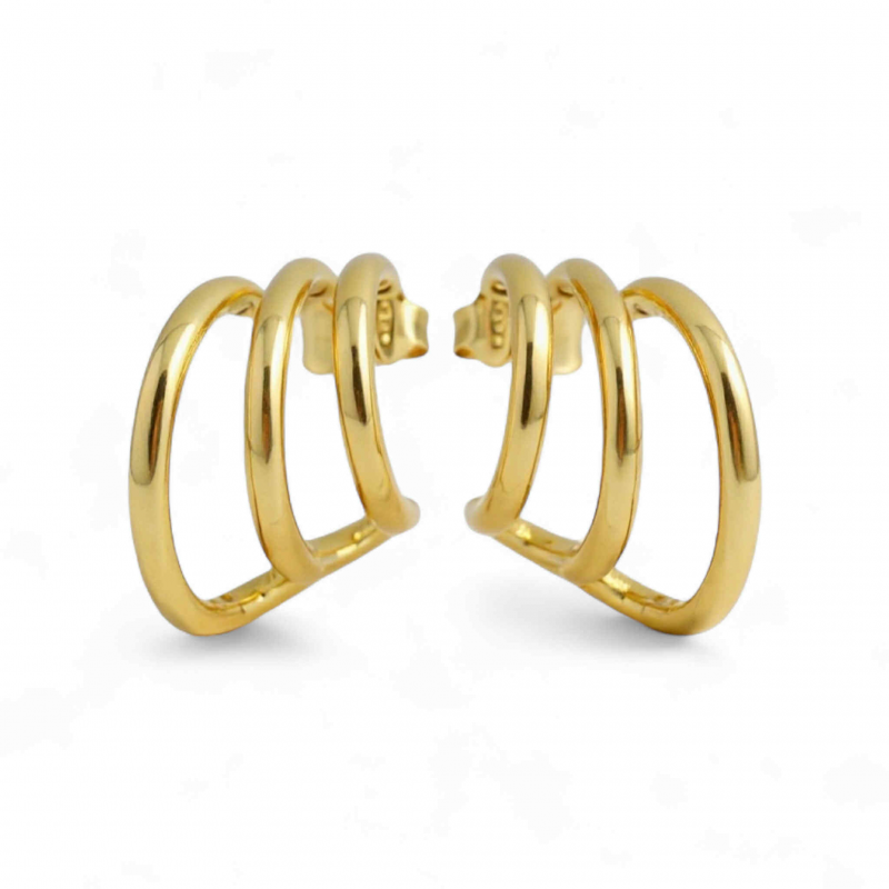 Orecchini donna triplo cerchio in oro giallo