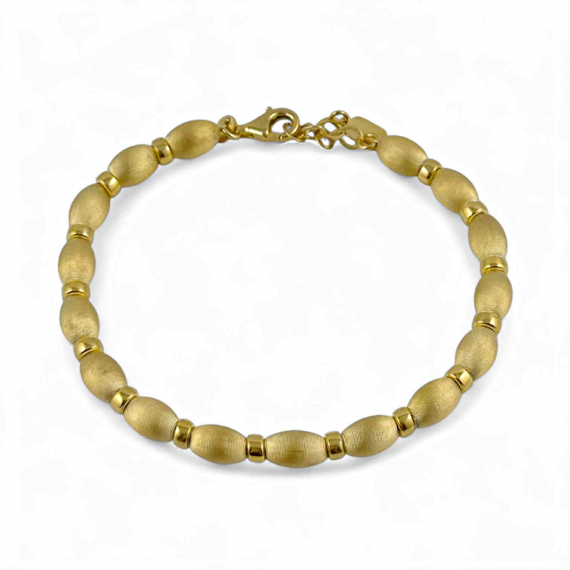 Bracciale ad olive in argento dorato satinato