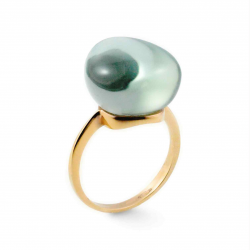 Evanueva anello donna in oro rosa con quarzo idrotermale verde